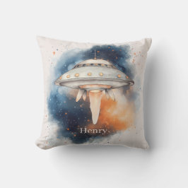 Cojín Decorativo Divertido niño de nave espacial fuera del espacio