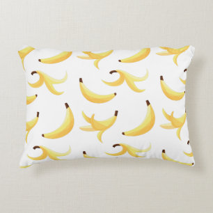 Cojín Decorativo Divertido patrón de plátano amarillo retro editabl