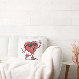Cojín Decorativo Divertido Personalizado del corazón con gafas de s