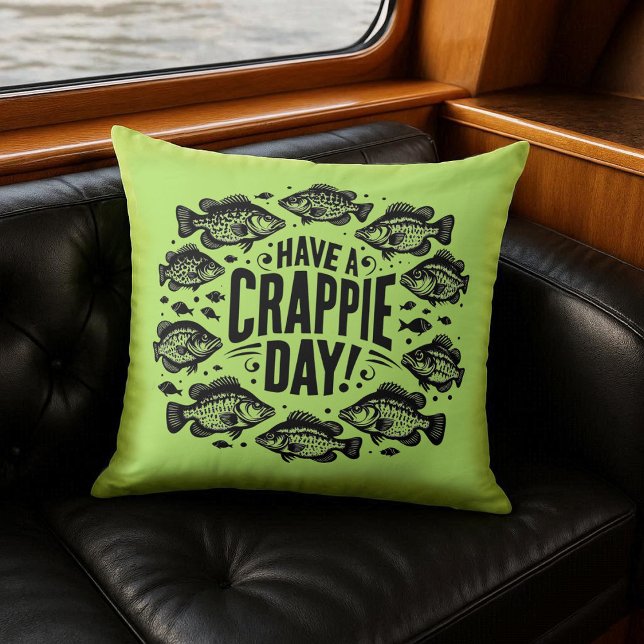 Cojín Decorativo Divertido Pescado en el Día del Crappie (Funny Have a Crappie Day Throw Pillow Cover Photo)