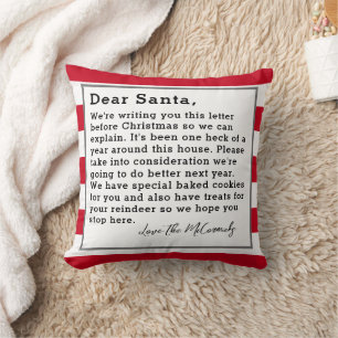 Cojín Decorativo Divertido querido Navidad de Santa Carta Personali