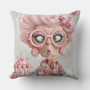 Cojín Decorativo Divertido Rosa Sassy Envejecimiento
