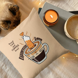 Cojín Decorativo Divertido Rústico Acogedor Café Amante Gatos Beige