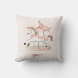 Cojín Decorativo Divertido y lindo carrusel de circo rosa para niño