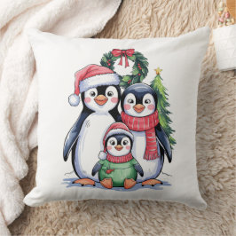 Cojín Decorativo Divertidos Navidades pingüinos a juego con pijamas