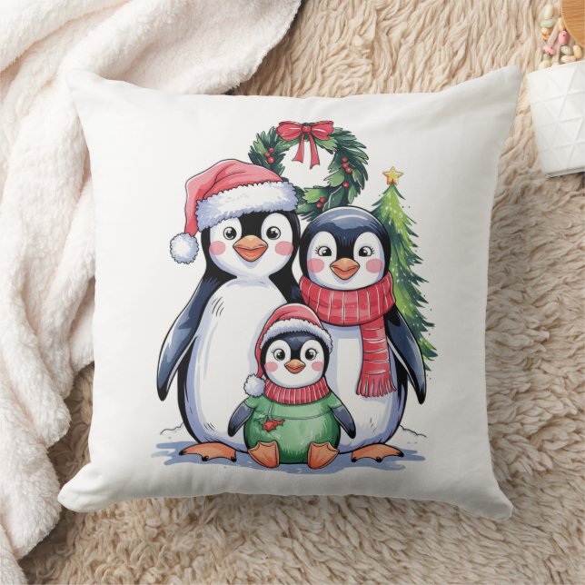 Cojín Decorativo Divertidos Navidades pingüinos a juego con pijamas (Manta)