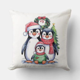 Cojín Decorativo Divertidos Navidades pingüinos a juego con pijamas