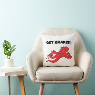 Cojín Decorativo Diviértete con Kraken Pulpo Rojo de Dibujos Animad
