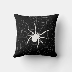 Cojín Decorativo Diviértete feliz Halloween Negro y Naranja Telarañ
