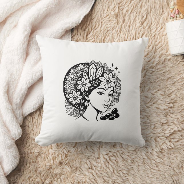 Cojín Decorativo Divina Mandala Art Floral Crystal Goddess (Manta)