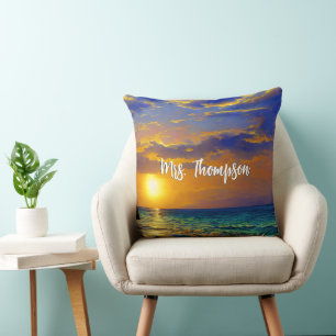 Cojín Decorativo Divina playa al atardecer en Puerto Rico