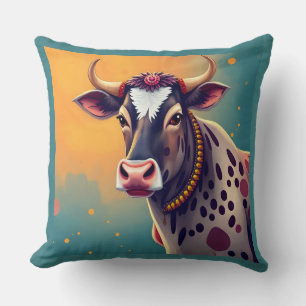 Cojín Decorativo Diwali festivo de vaca sagrada
