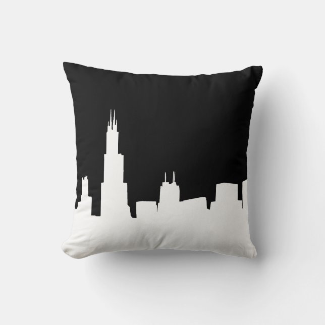 Cojín Decorativo DIY BG Chicago Skyline Silhouette Black (Anverso)