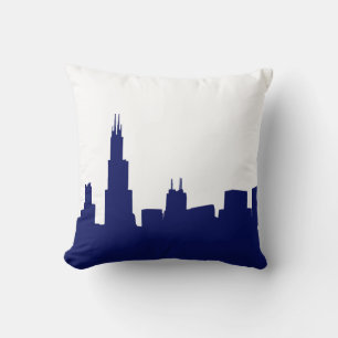 Cojín Decorativo DIY BG Chicago Skyline Silhouette Blue