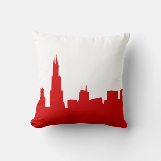 Cojín Decorativo DIY BG Chicago Skyline Silhouette Red (Anverso)