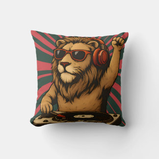 Cojín Decorativo DJ Lion – Arte de música con estilo retro genial