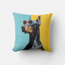 Cojín Decorativo Doberman genial con gafas de sol