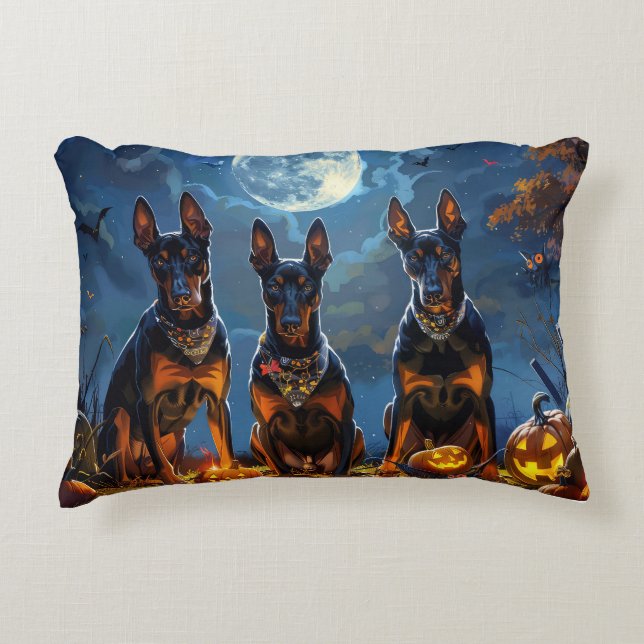 Cojín Decorativo Doberman Halloween Spooky (Anverso)