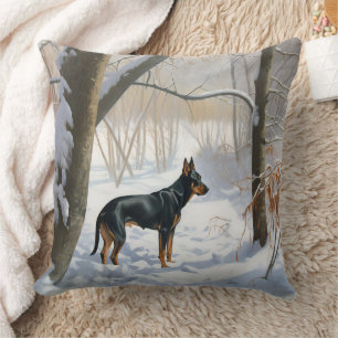 Cojín Decorativo Doberman Pinscher Deja que nieve Navidad