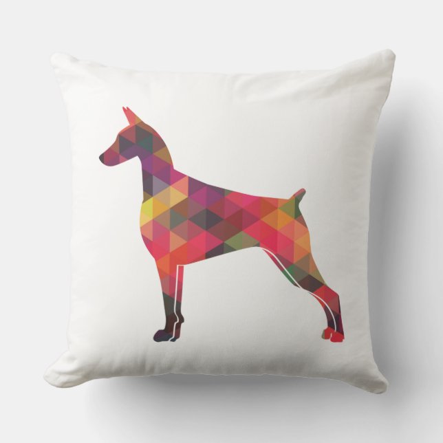 Cojín Decorativo Doberman Pinscher Geométric Patten Silhouette (Anverso)