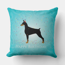 Cojín Decorativo Doberman Pinscher Happy Birday Design