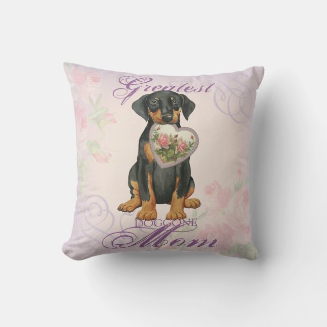 Cojín Decorativo Doberman Pinscher Heart Mom (Anverso)