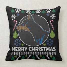 Cojín Decorativo Doberman Pinscher Navidades feos Sweater Dog
