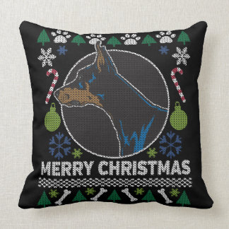 Cojín Decorativo Doberman Pinscher Navidades feos Sweater Dog
