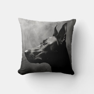 Cojín Decorativo Doberman Pinscher negro y blanco
