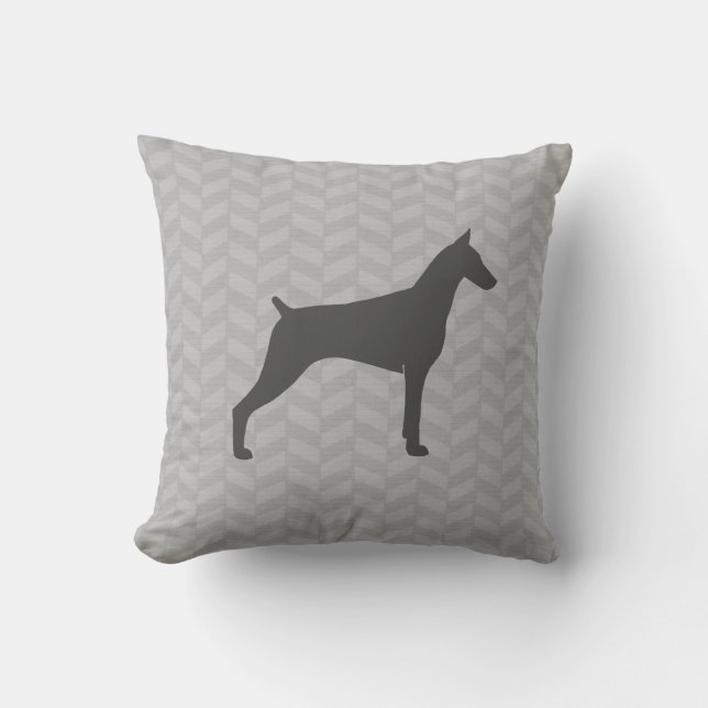 Cojín Decorativo Doberman Pinscher Silhouette (Anverso)
