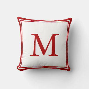 Cojín Decorativo Doble borde y letra roja y blanca