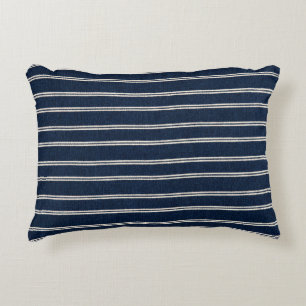 Cojín Decorativo Doble Pinstripes Azul Marino Aspecto de Tejido Mar