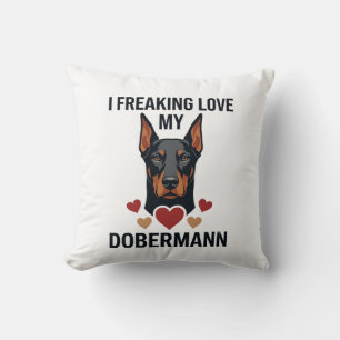Cojín Decorativo Doblerman perro corazones rojos_1
