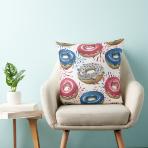 COJÍN DECORATIVO DOCUMENTOS PATRIOTAS CON FRONTERAS AZULES ROJOS Y