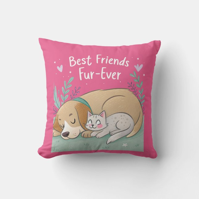 Cojín Decorativo Dog and Cat Best Friends Forever (Anverso)