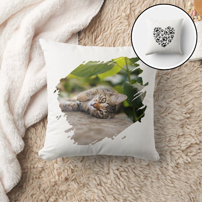 Cojín Decorativo Dog Cat Pet Paw Custom Photo Valentine's Day Love (Subido por el creador)
