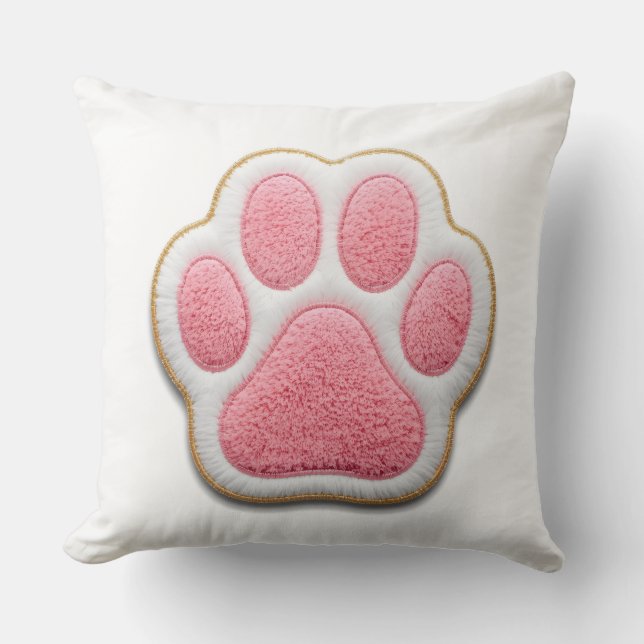 Cojín Decorativo Dog Mom Throw Pillow | Embroidered Heart Paw Print (Anverso)
