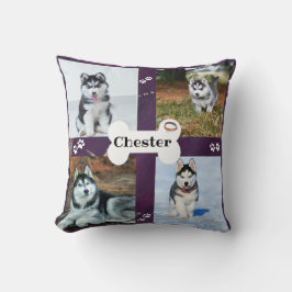 Cojín Decorativo Dog photo collage purple - Husky