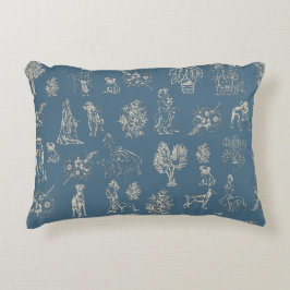 Cojín Decorativo Dogs Lady Toile de Jouy Turquoise oscuro
