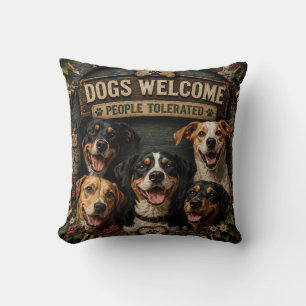 Cojín Decorativo Dogs Welcome People Tolerated Funny Rustic Farm