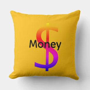 Cojín Decorativo Dólar $igno Dinero  Logo Arcoíris Amarillo