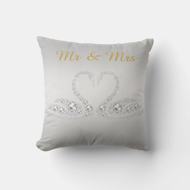 Cojín Decorativo DOLD DIAMOND SWAN CUSHION BODA plata (Anverso)
