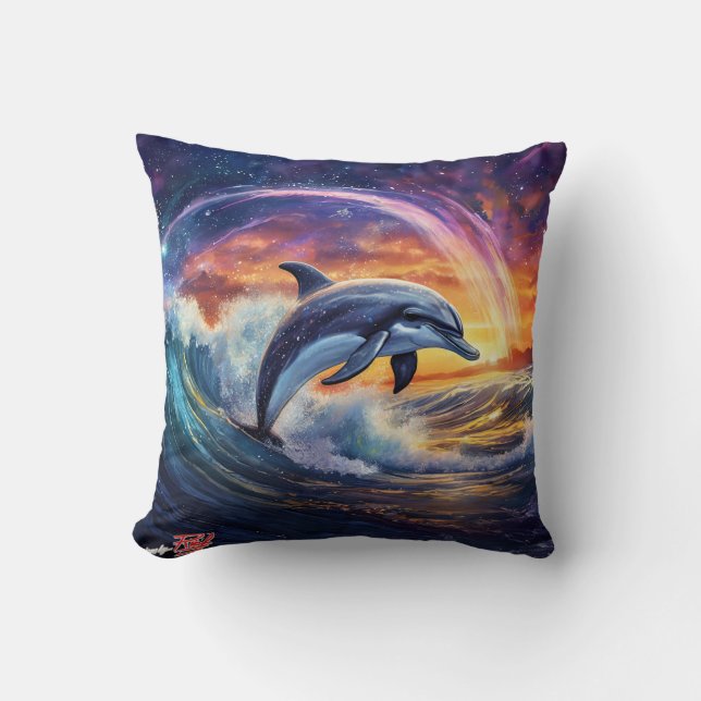Cojín decorativo Dolphins Surfs Galaxy (Anverso)