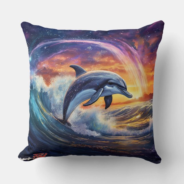 Cojín decorativo Dolphins Surfs Galaxy (Anverso)