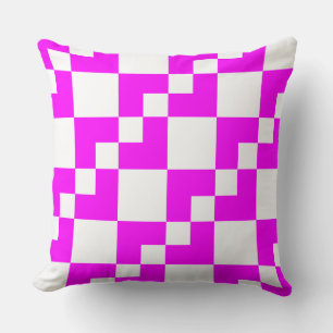 Cojín Decorativo Dominó de mosaico - Magenta y blanco