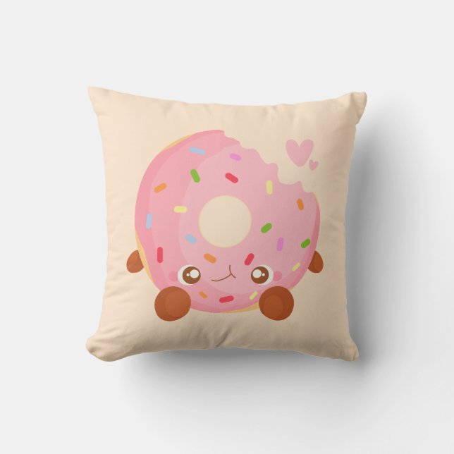 Cojín Decorativo Dona alegre con sprinkles (Anverso)