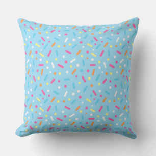 Cojín Decorativo Dona con glaseado azul claro y sprinkles adorable