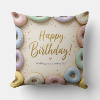 Cojín Decorativo Donas Glaseadas Pastel con Purpurina Dorada Dulces