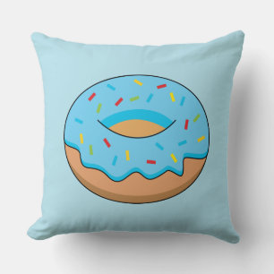 Cojín Decorativo Donut de escarcha azul con Personalizado Sprinkles