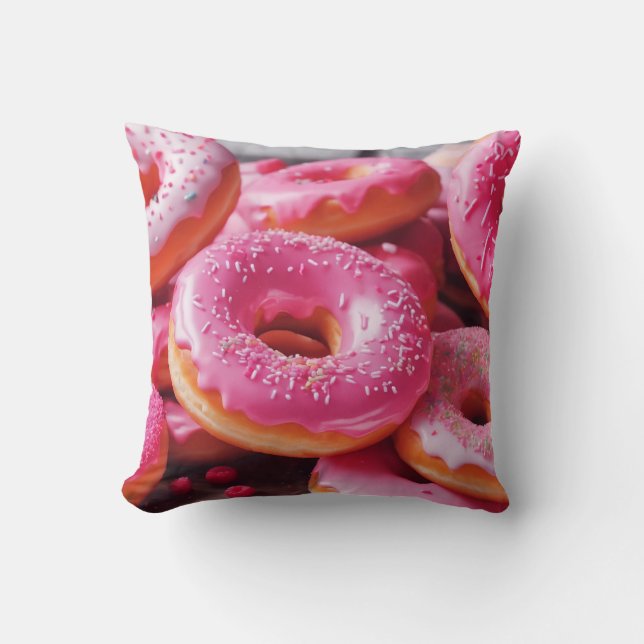 Cojín Decorativo Donuts de fresa rosada (Anverso)